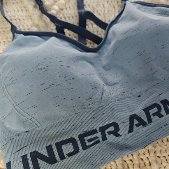 Under Armour Women's Seamless Low Impact Long Sports Bra Tech Blue Large - Picture 9 of 11